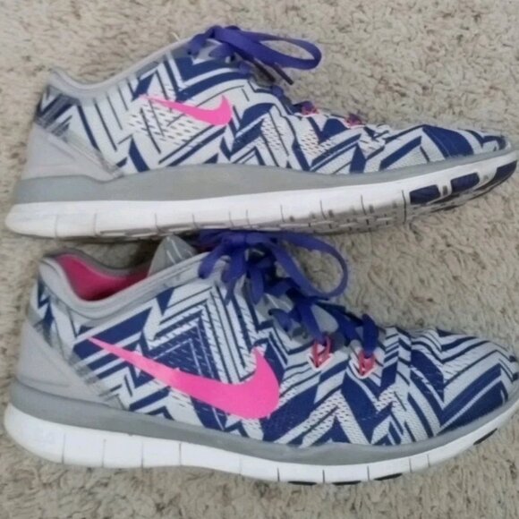 Nike Free 5.0 TR FIT 5 PRT Women’s Purple Geometric Colorful Running Shoes Sz 8 - Picture 3 of 10